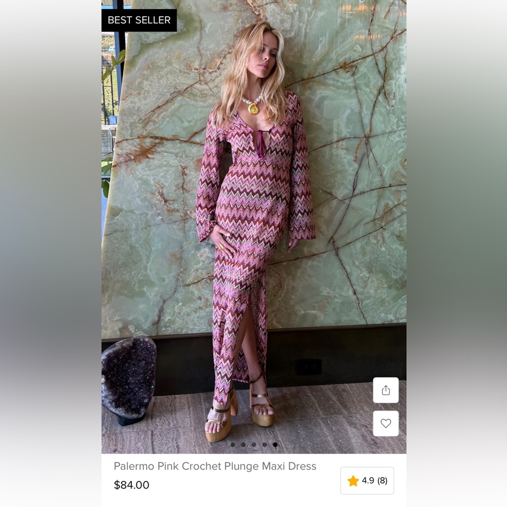 12th Tribe crochet plunge maxi dress BROWN